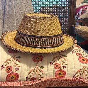 Stylish Handmade African Bolga Straw Hat with Purple Accents